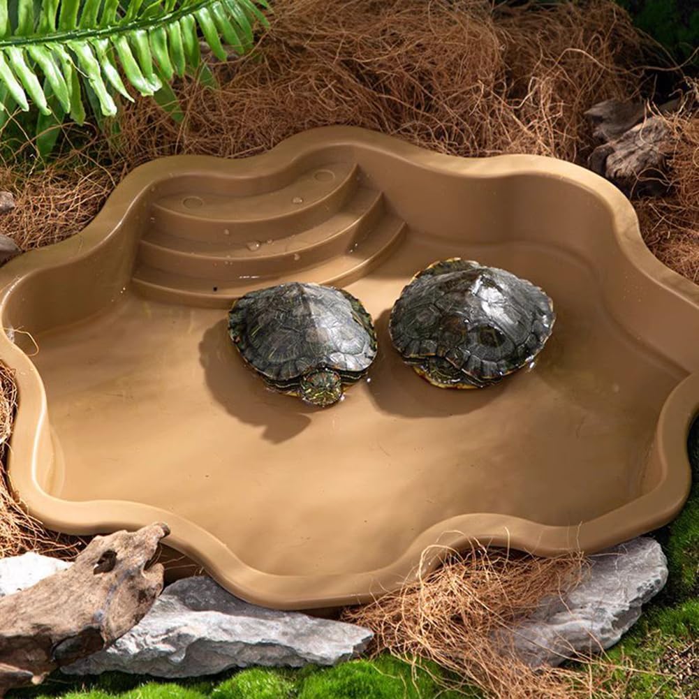 Turtle Bathing Pool, Reptile Feeding Dish Water Pot,Turtle Bathing Pot