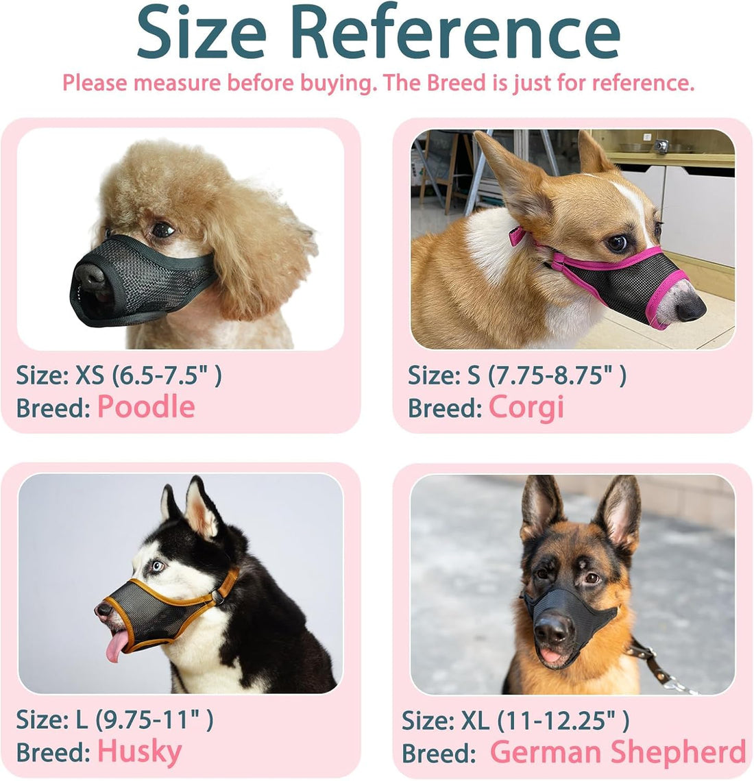 LUCKYPAW Dog Muzzle for Large Medium Small Dogs German Shepherd