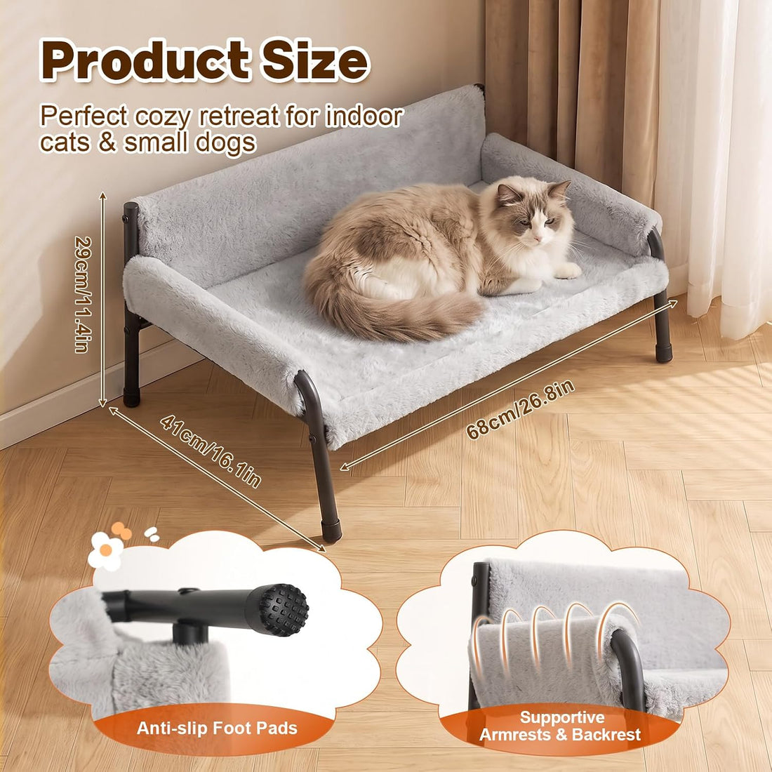 Elevated Cat Couch Bed for Indoor Cats