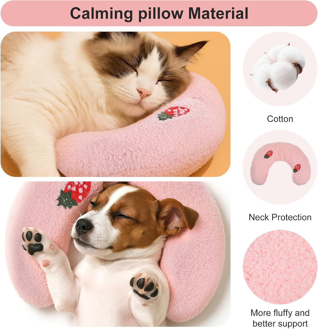 U-Shaped Pillow for Pets Pet Calming Pillow, Half Donut Cuddler