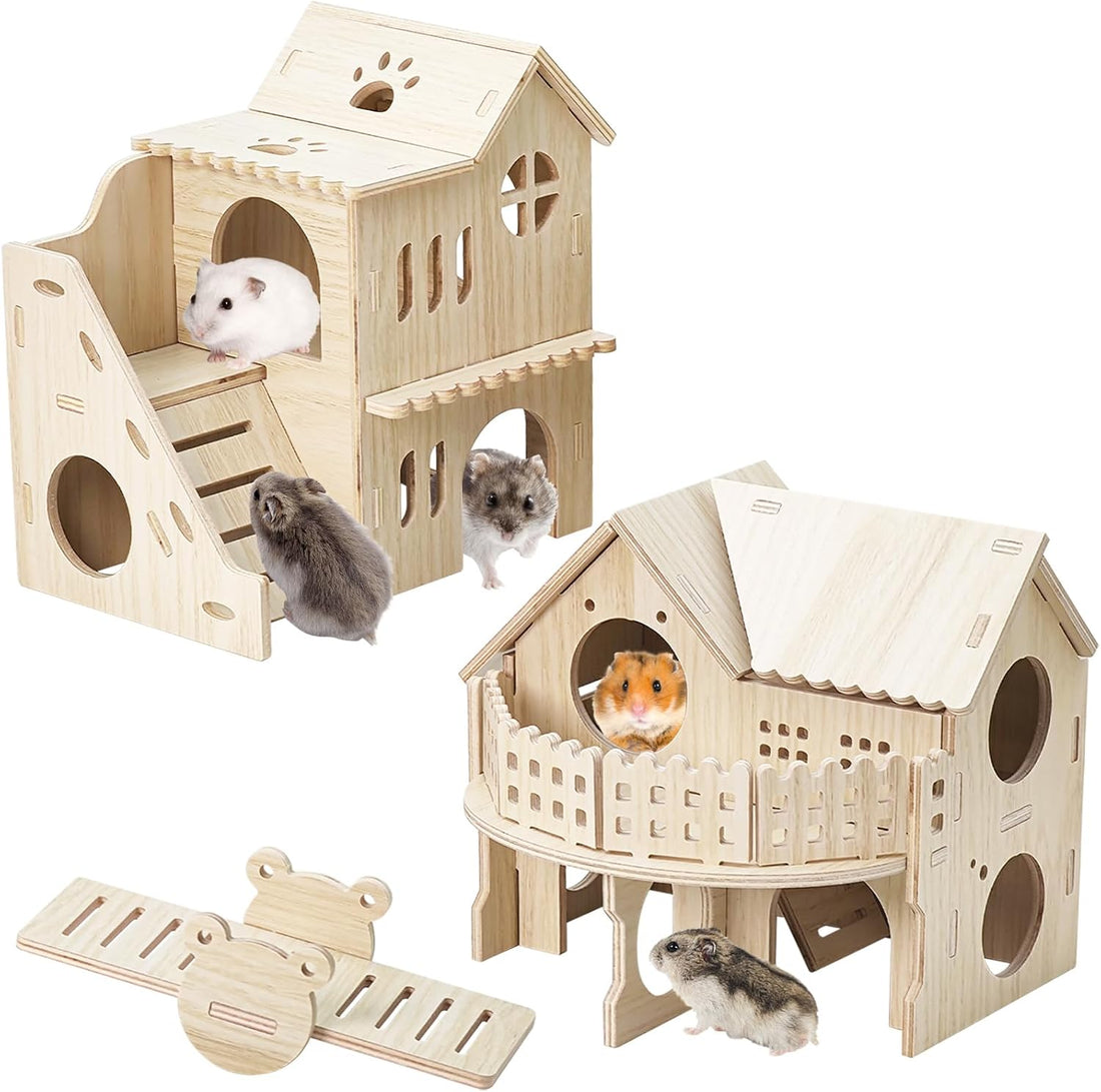 BNOSDM Large Wooden Hamster Hideout Playground with Climbing Ladders