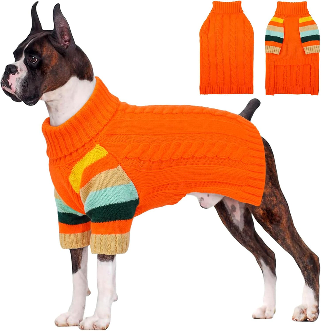 Small Dog Sweater, Turtleneck Pullover with Sleeves, Green S
