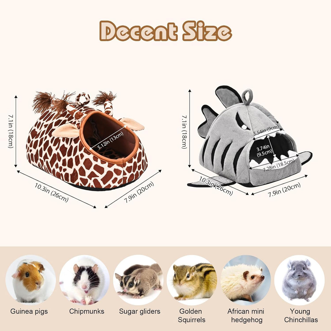 Avont 2 Pack Guinea Pig Tunnel & Hideout, Small Animal Bed