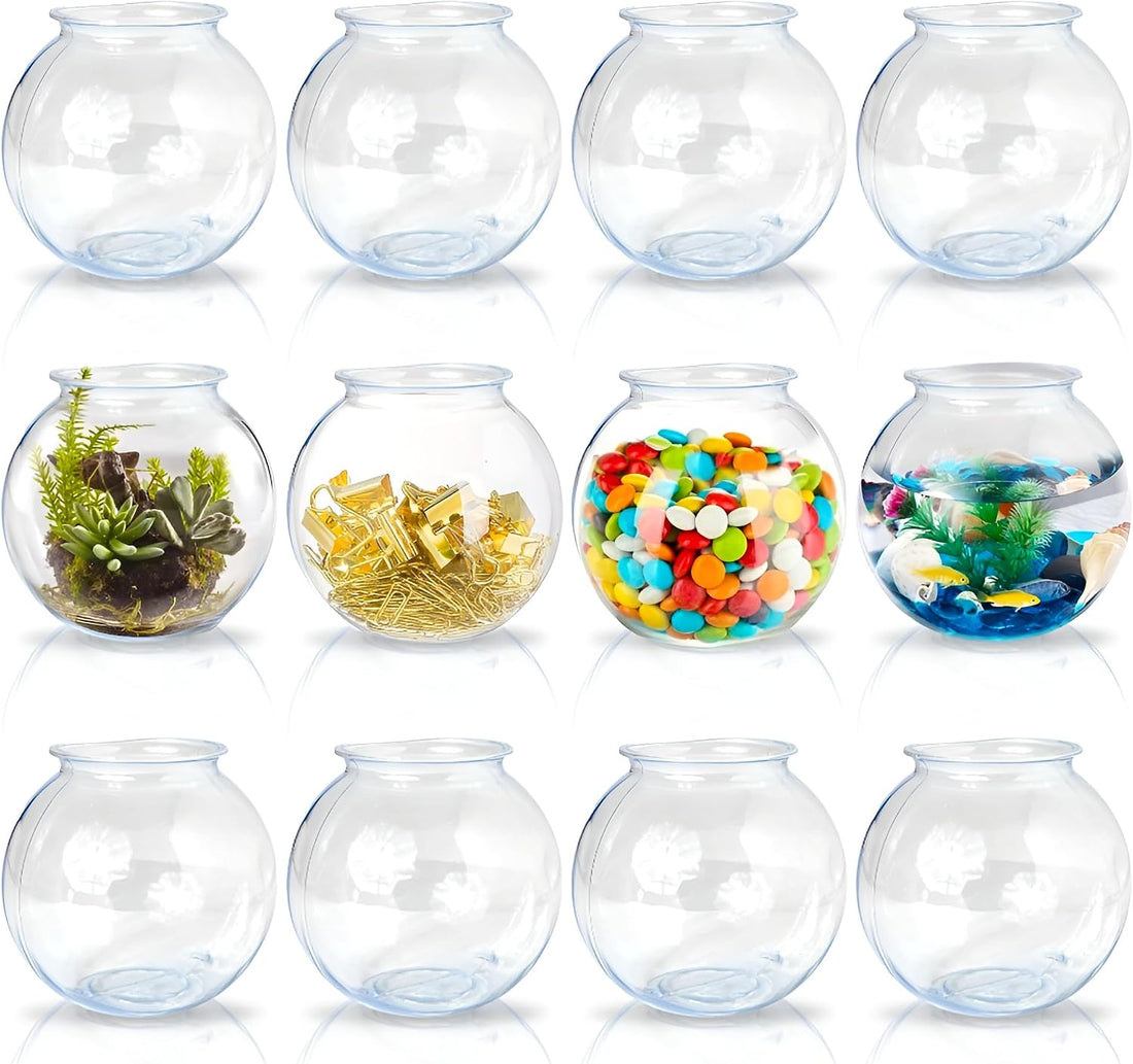 Small Plastic Fish Bowls for Drinks, 16 oz Mini Centerpiece Dishes
