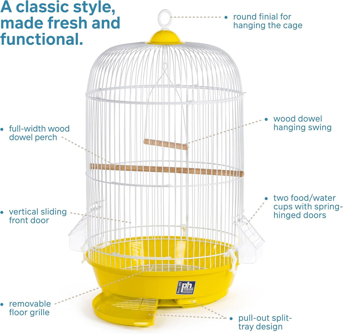 Prevue Pet Products Classic Round Bird Cage - Yellow and White