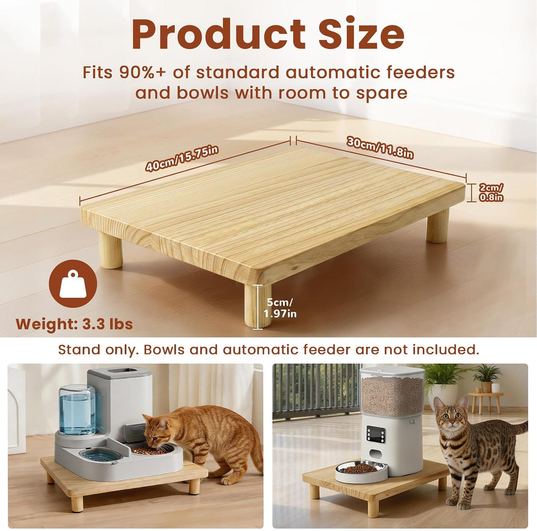 Cat Food Stand, Riser for Automatic Feeder & Water Bowl