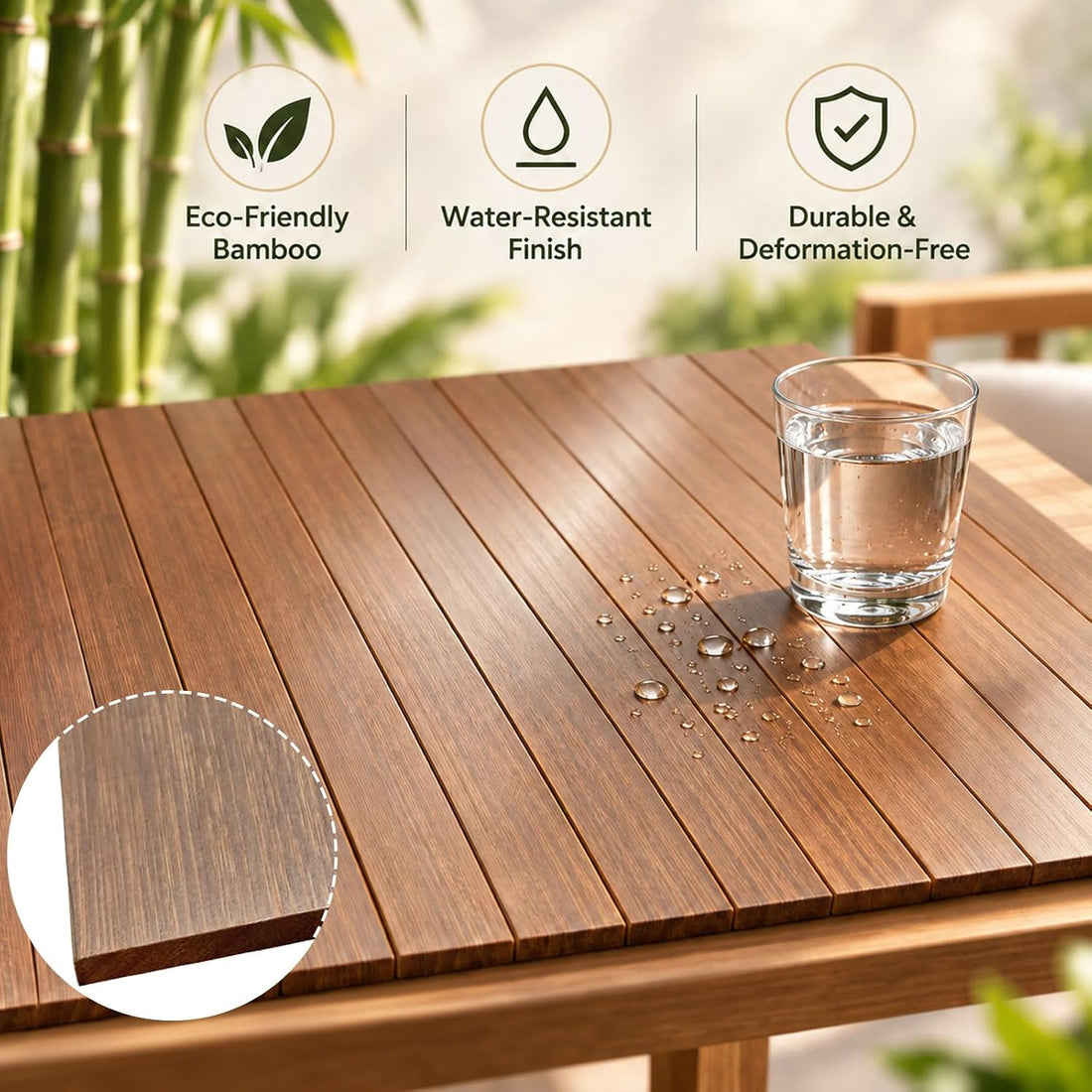 Bamboo Dog Crate Topper 42 Inch, Non-Slip Wooden Crate Table Top Shell