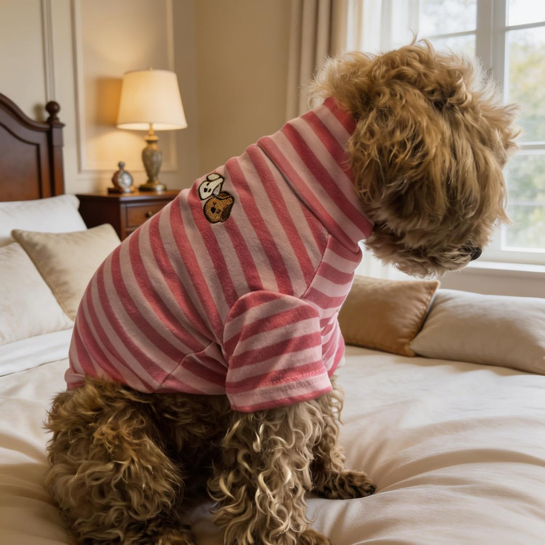 Turtleneck Dog Shirt Embroidery Doggie Soft Puppy Pullover Stretchy