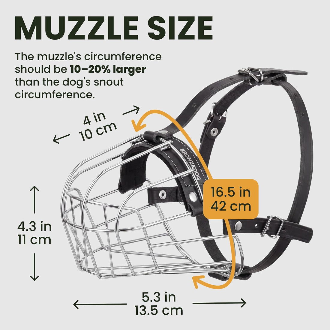 BRONZEDOG Stainless Steel Wire Basket Dog Muzzle for Rottweiler