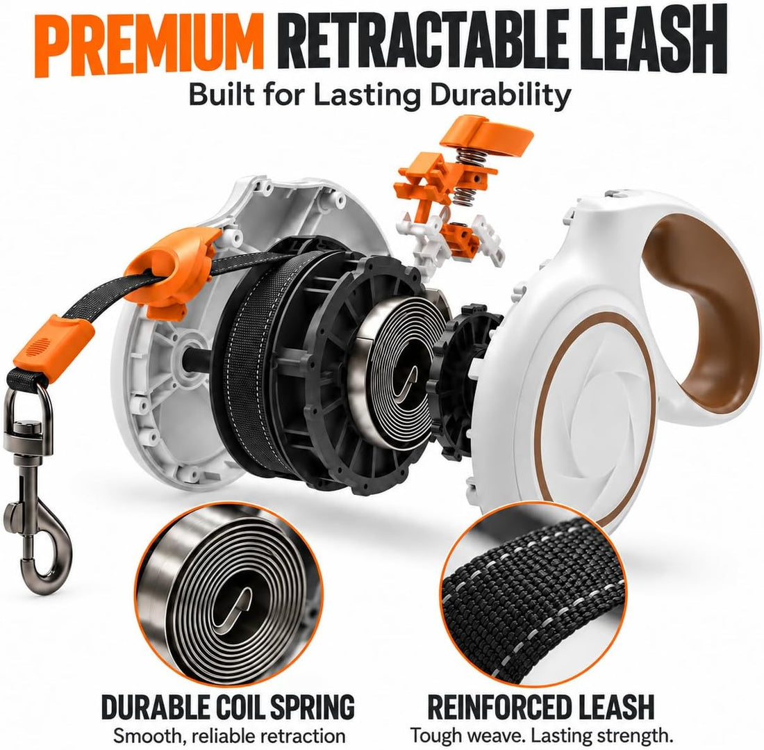 16.4 FT Heavy Duty Retractable Dog Leash for Dogs Up to 110 lbs