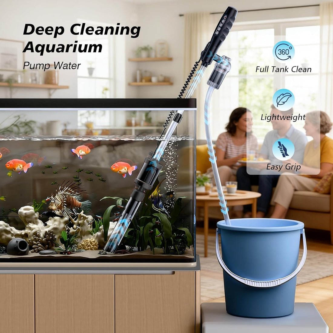 AKKEE Aquarium Vacuum Gravel Cleaner Handle Control