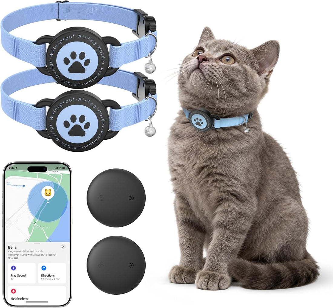 Cat GPS Tracking Collar, Bluetooth GPS Dog Tracker Blue 2P