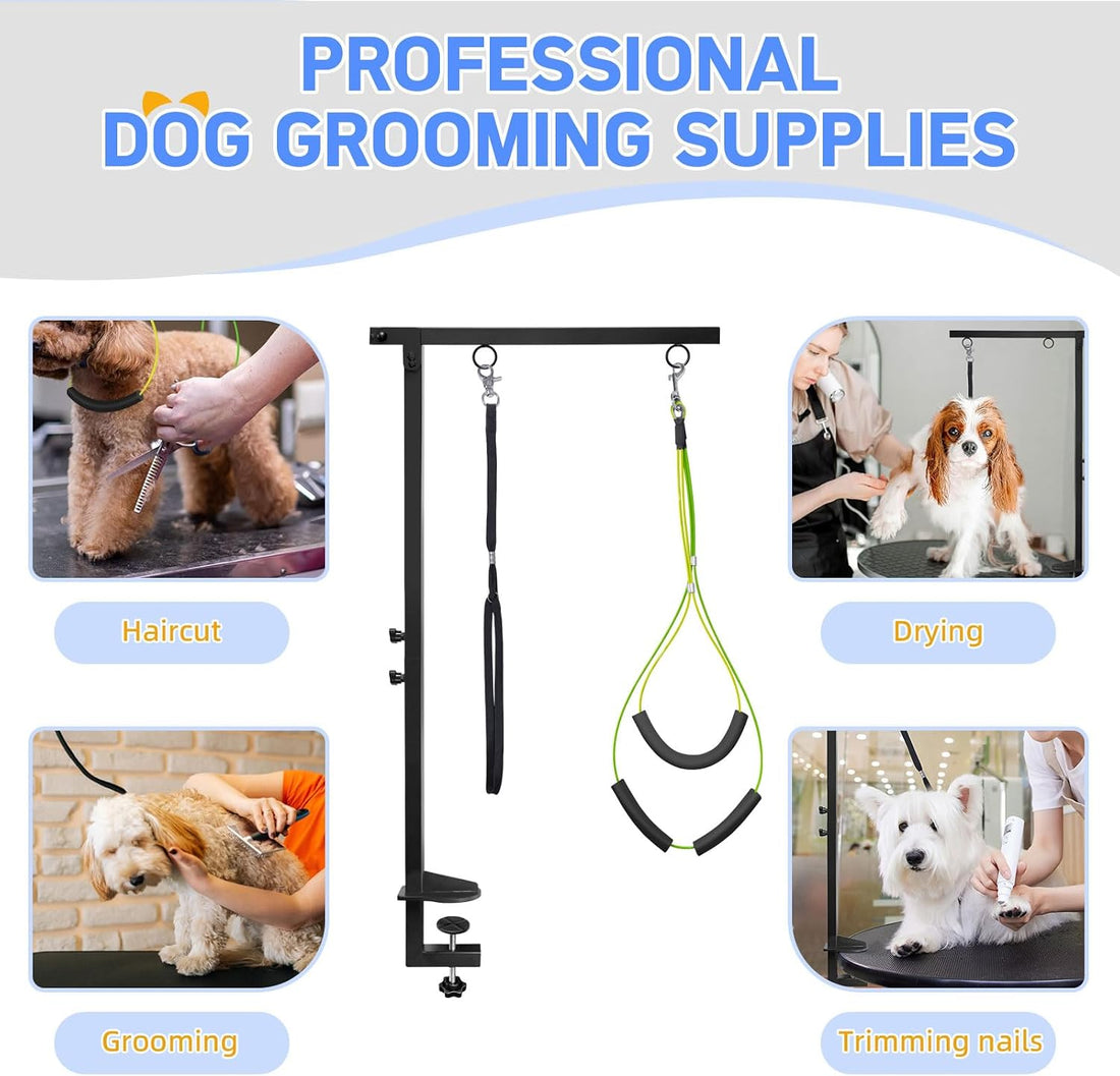 Dog Grooming Arm for Table,with Hammock & Haunch Holder for small dogs