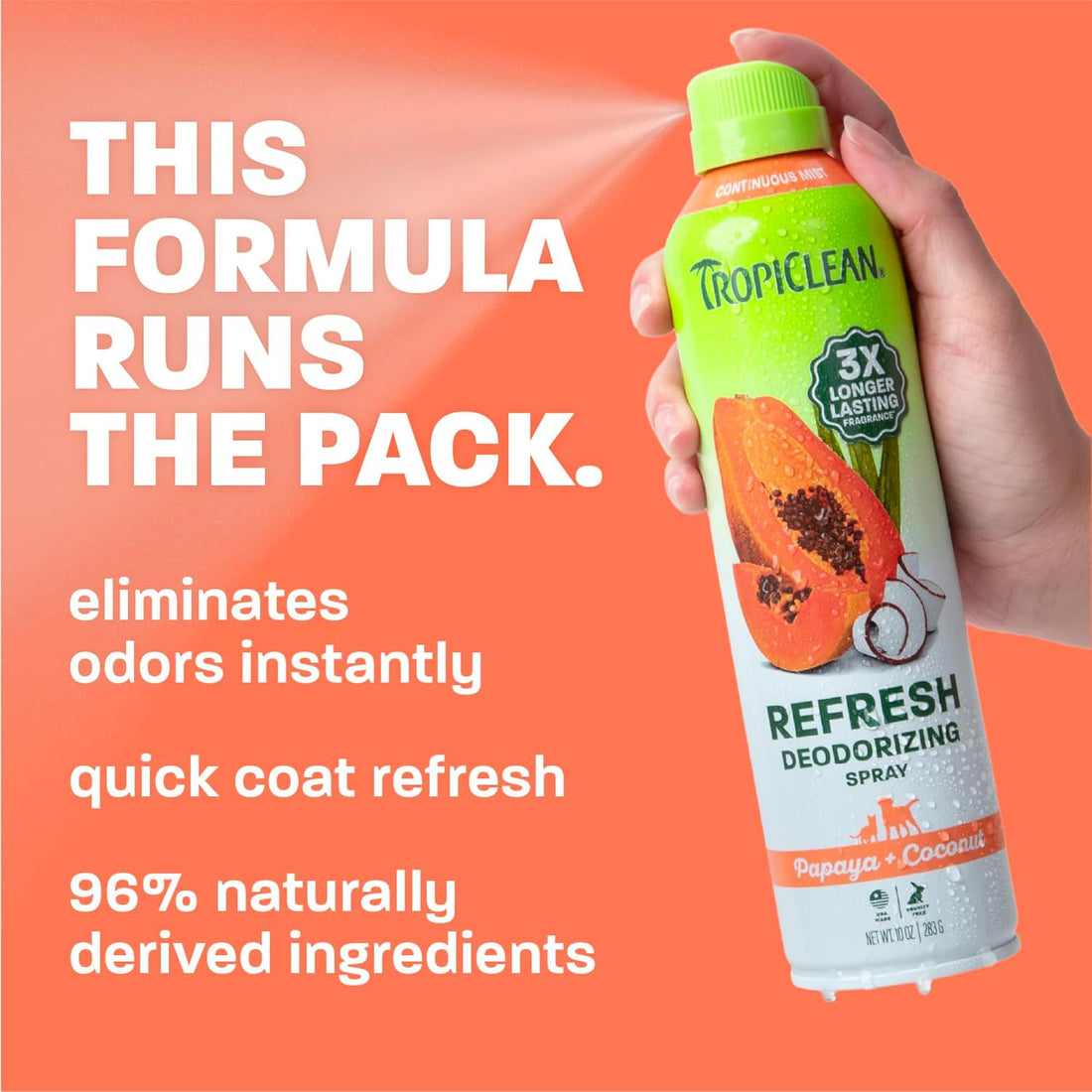 TropiClean Dog Perfume, Papaya Scented Dog Deodorizing Spray