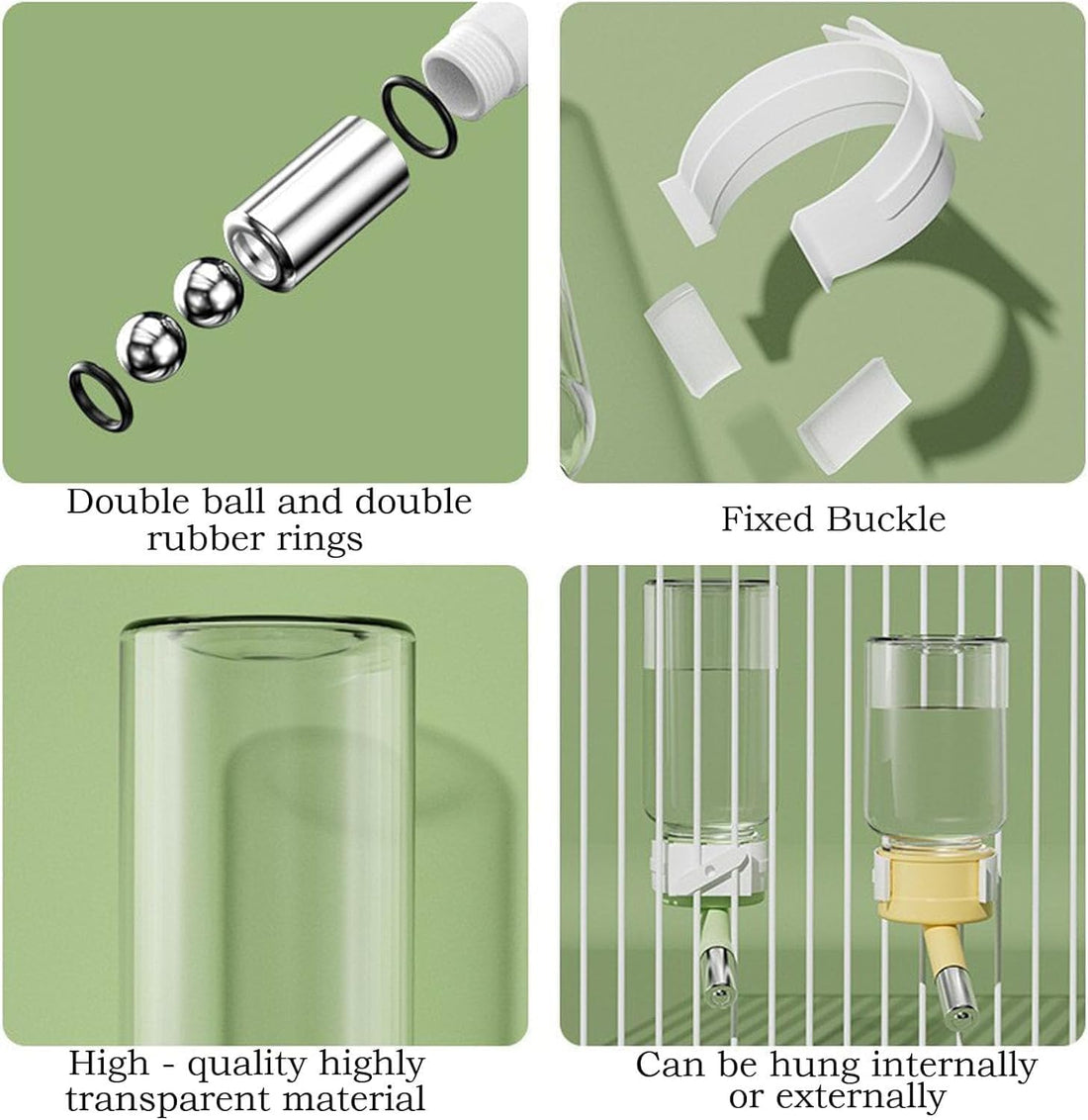 Hamster Water Bottle for Glass Tanks & Wire Cages
