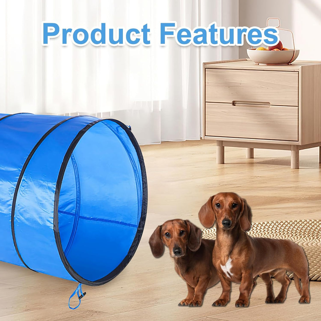 Dog Agility Tunnel 2-Pack 71"x22" with Stakes & Stop Grid for Training