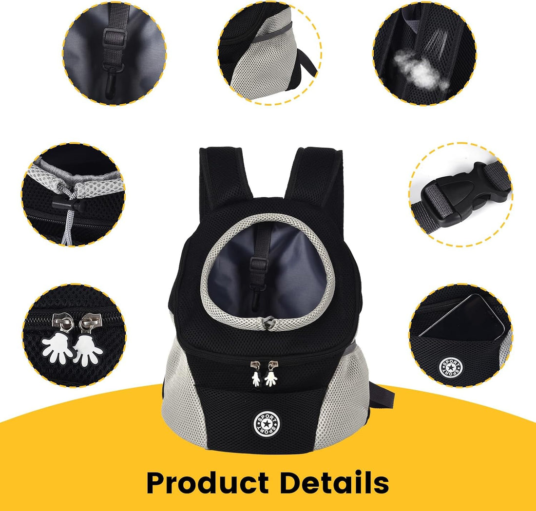 Teacup Dog Carrier Mesh Front Backpack with Side Storage Pockets