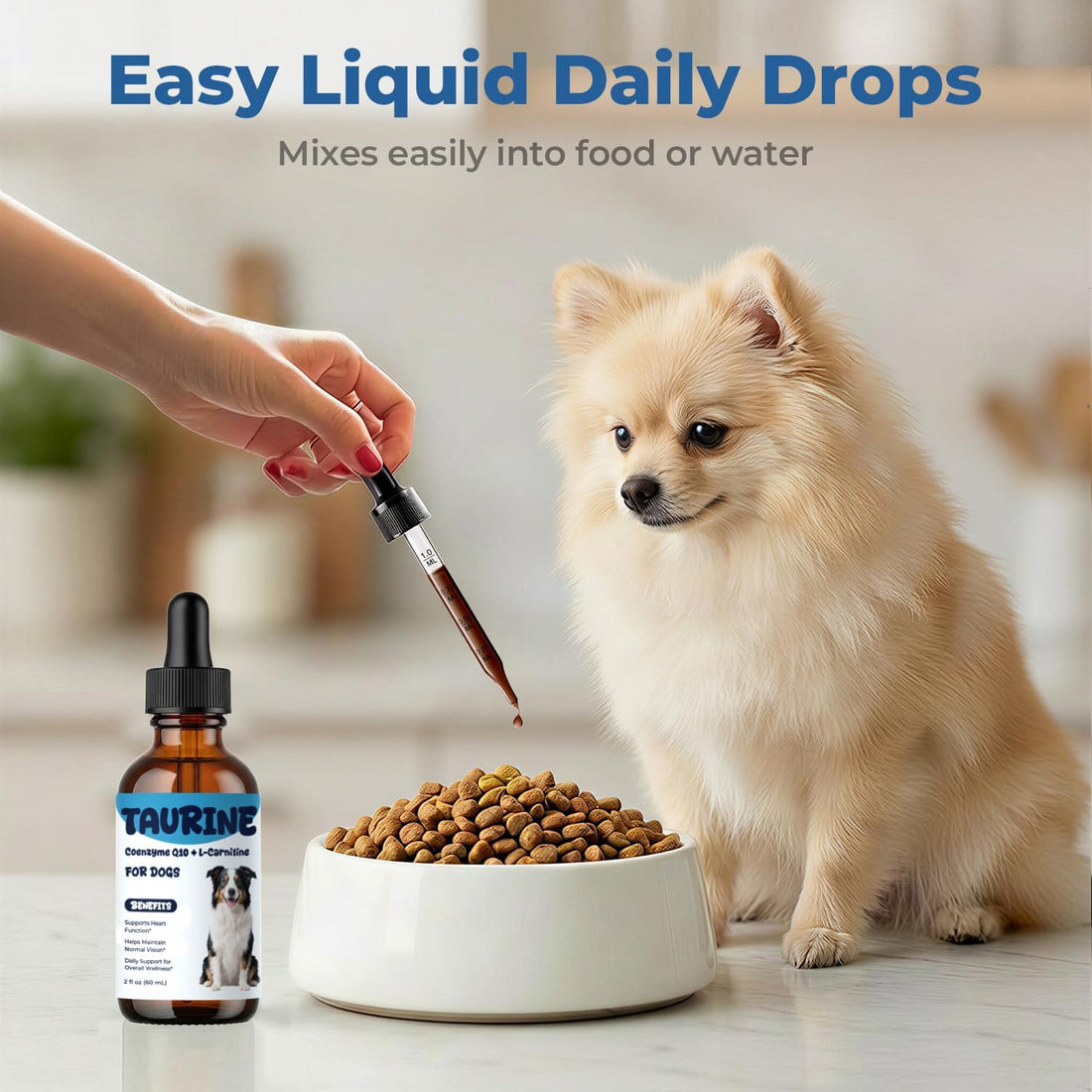 Taurine Supplement for Dogs Liquid Drops with CoQ10 & L-Carnitine