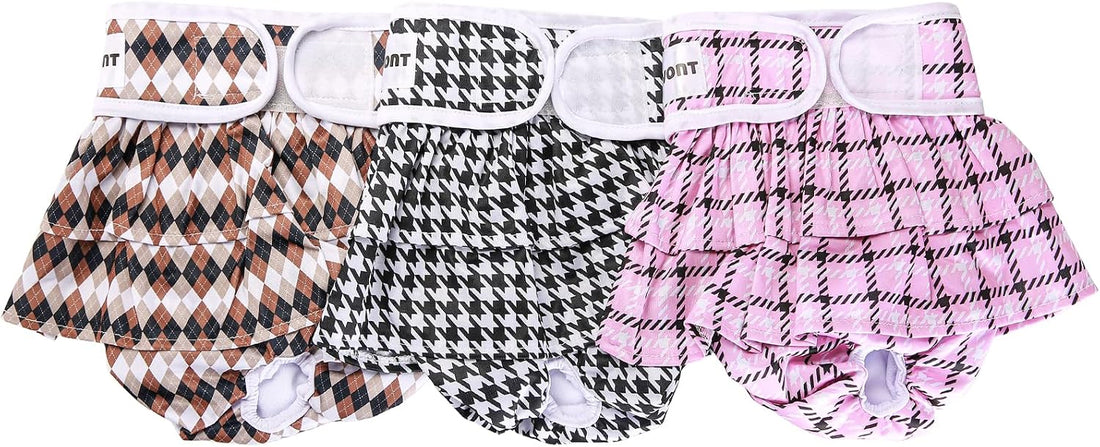 Avont 3 Pack Reusable Dog Diapers Female-Strawberry/Orange/Cherry