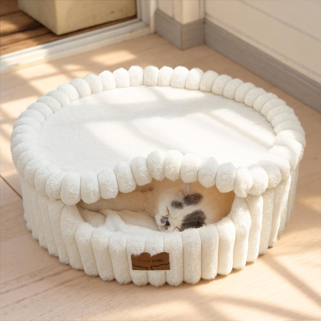 CHEERPALS Cloud Cat Cave Bed for Indoor Cats Hooded Bed with Zipper