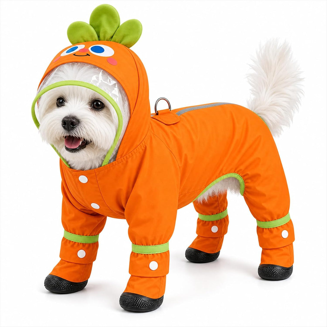 Dog Raincoat with Removable Boots, Clear Hood, Blue, XS (1-3 lb)