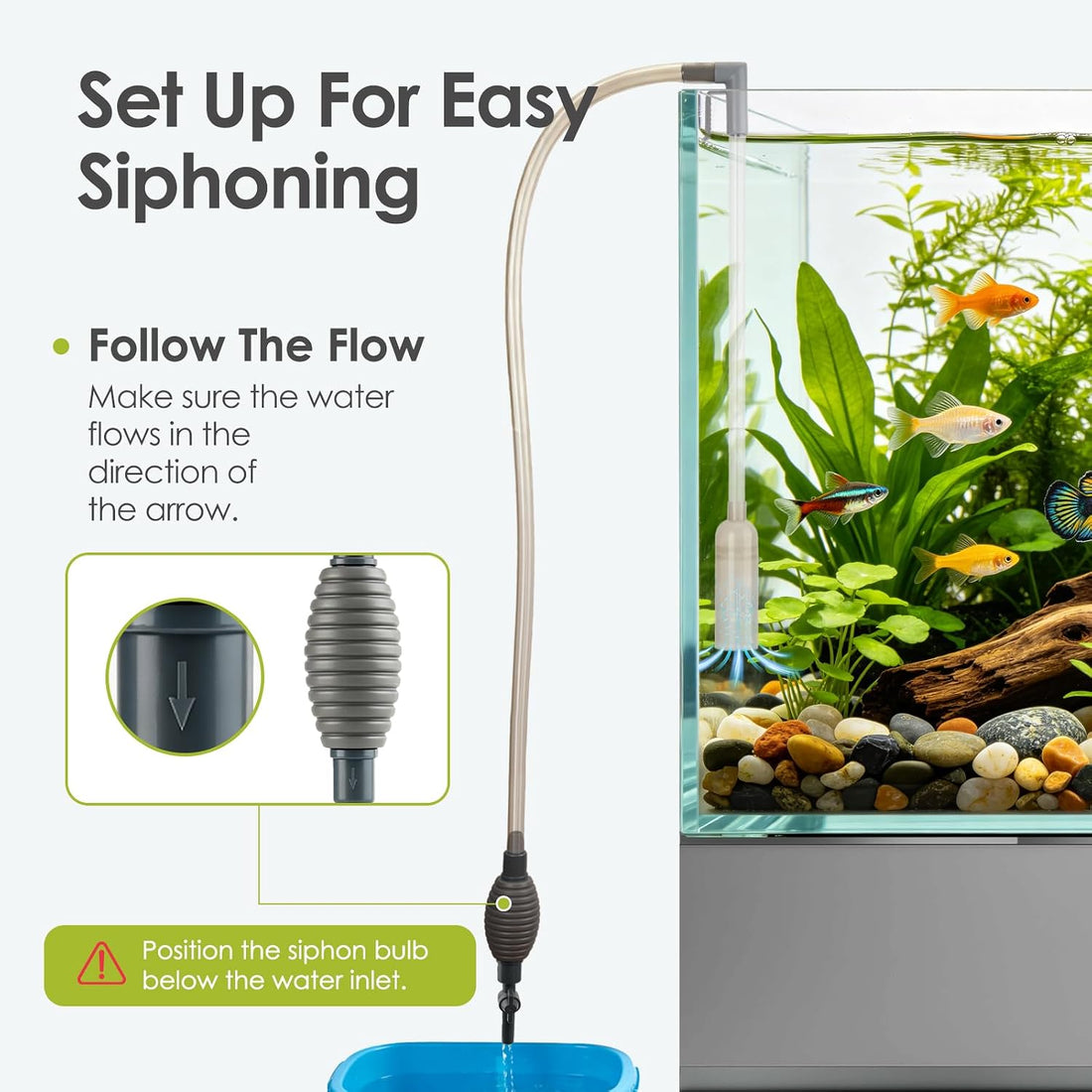 Aquarium Gravel Cleaner Manual Fish Tank Siphon & Water Changer