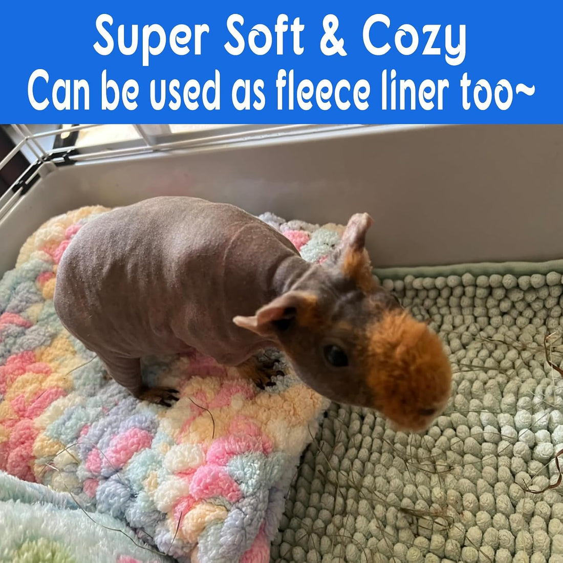 Handmade Soft Crochet Fleece Guinea Pig Tunnel Hideout Bed