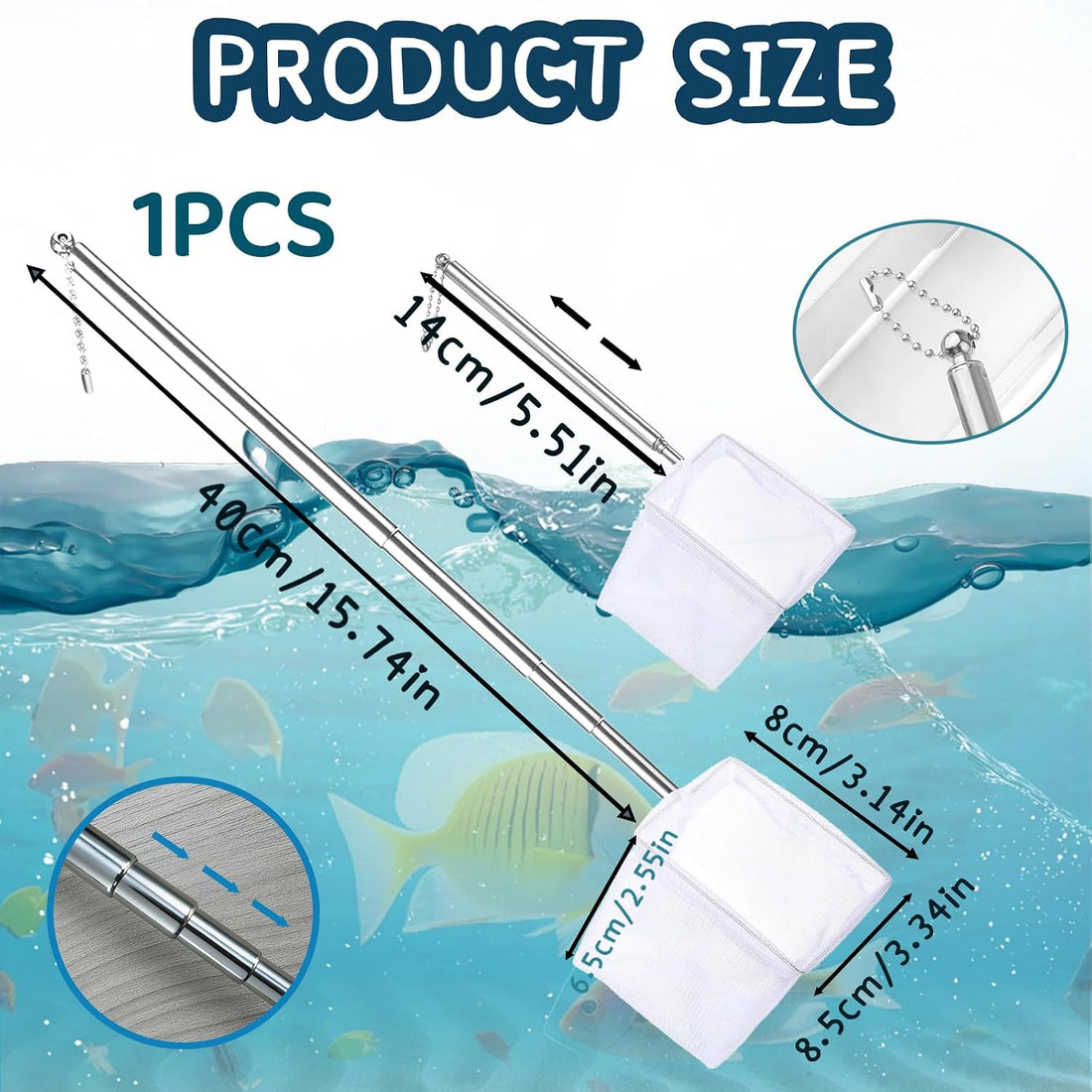 1PCS Fish Net for Aquarium,4'' Fine Mesh Aquarium Net