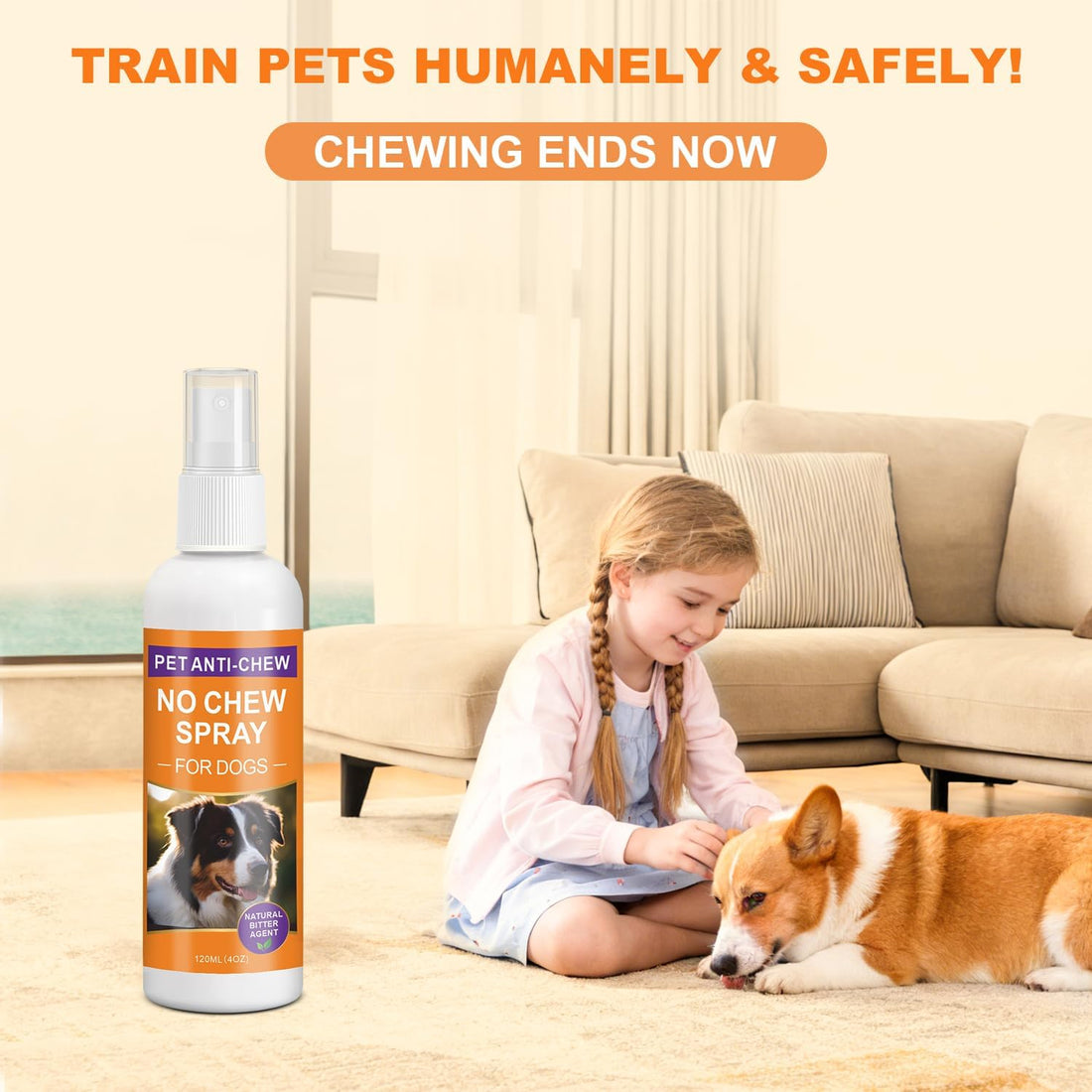 No Chew Spray for Dogs, Stop Destructive Behavior (120ml)