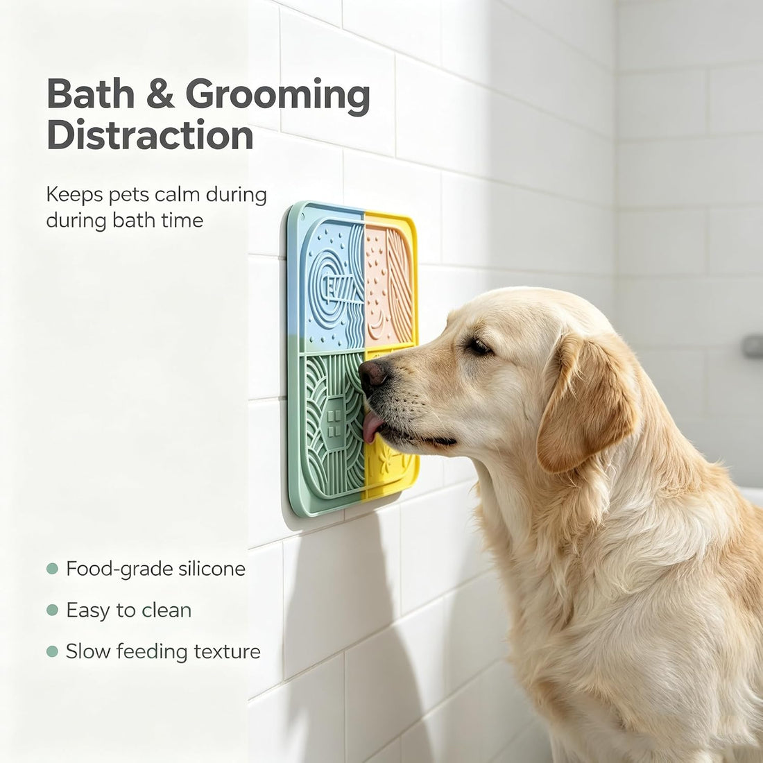 3 Pack Dog Lick Mat, Silicone Slow Feeder with Strong Suction Cups