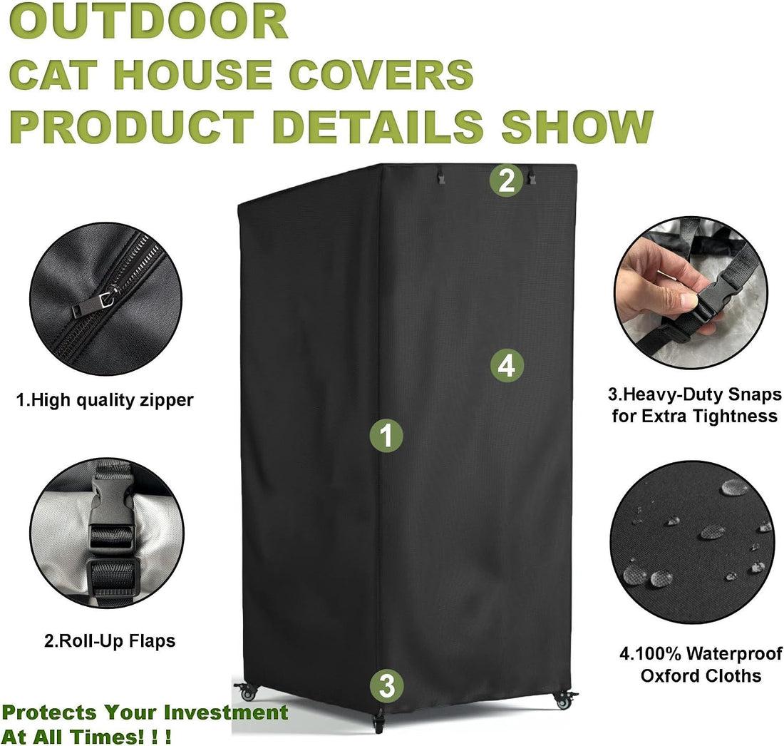Outdoor Cat House Cover, Super Waterproof Feral Cattery Cat Cover