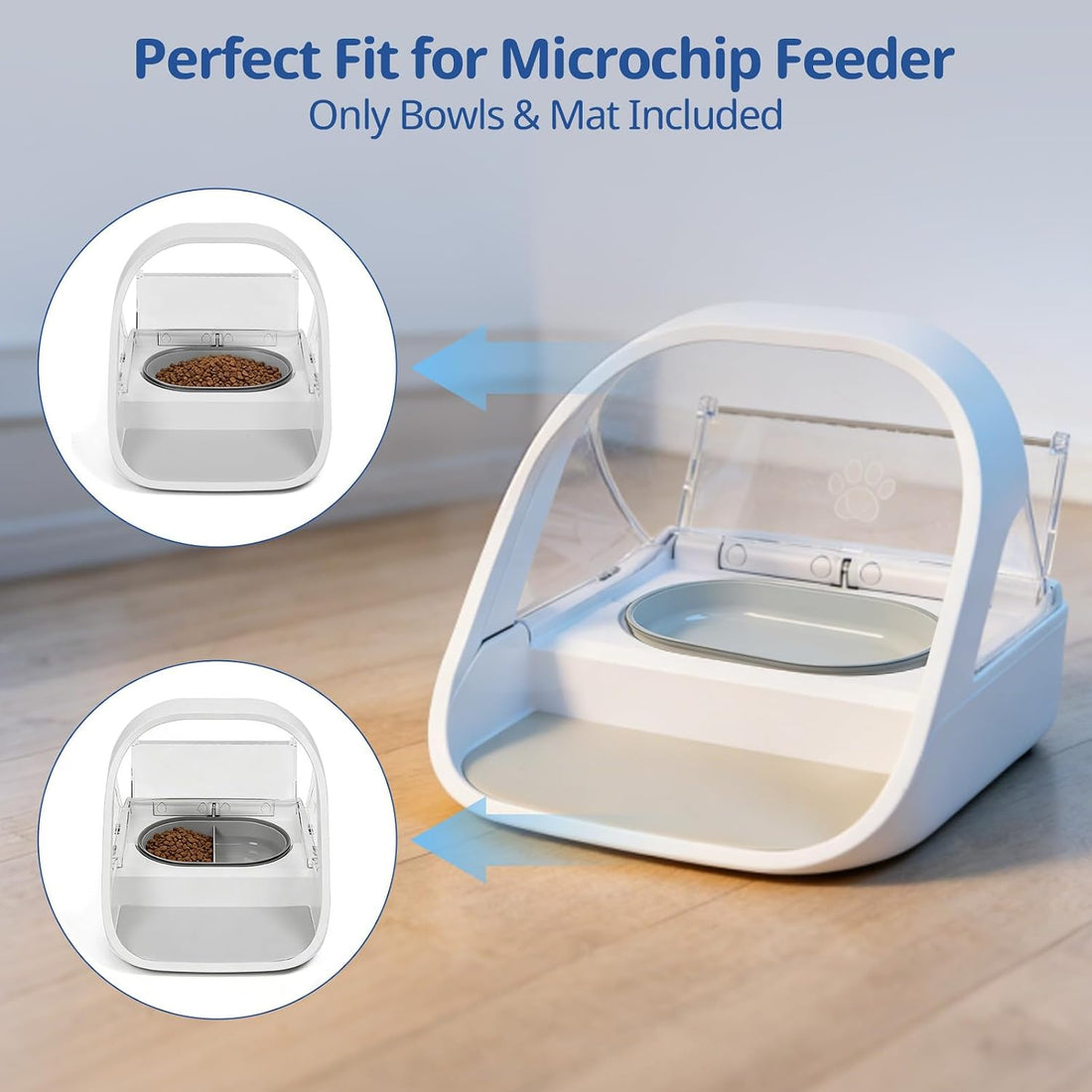 2 Pcs Plastic Bowls for Automatic Microchip Cat & Pet Feeder