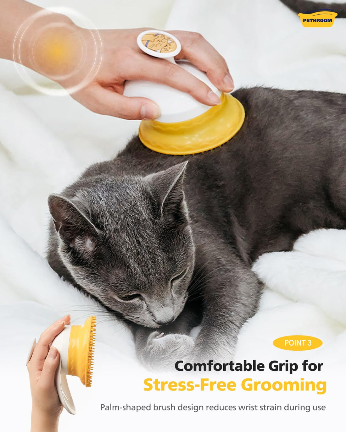 PETHROOM Silicone Cat Brush for Shedding