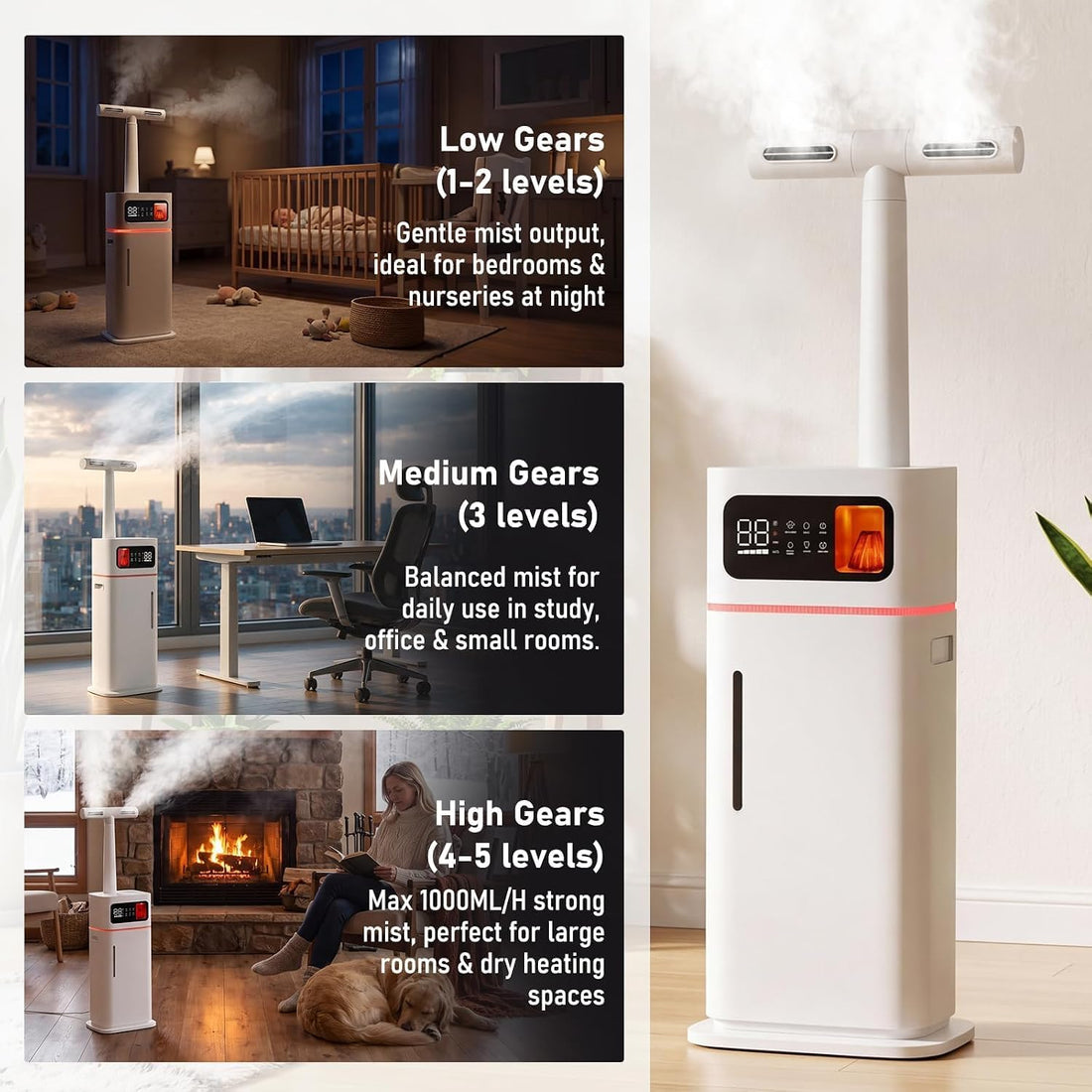 20L Cool Mist Humidifier for Large Rooms, Top Fill with Remote Control