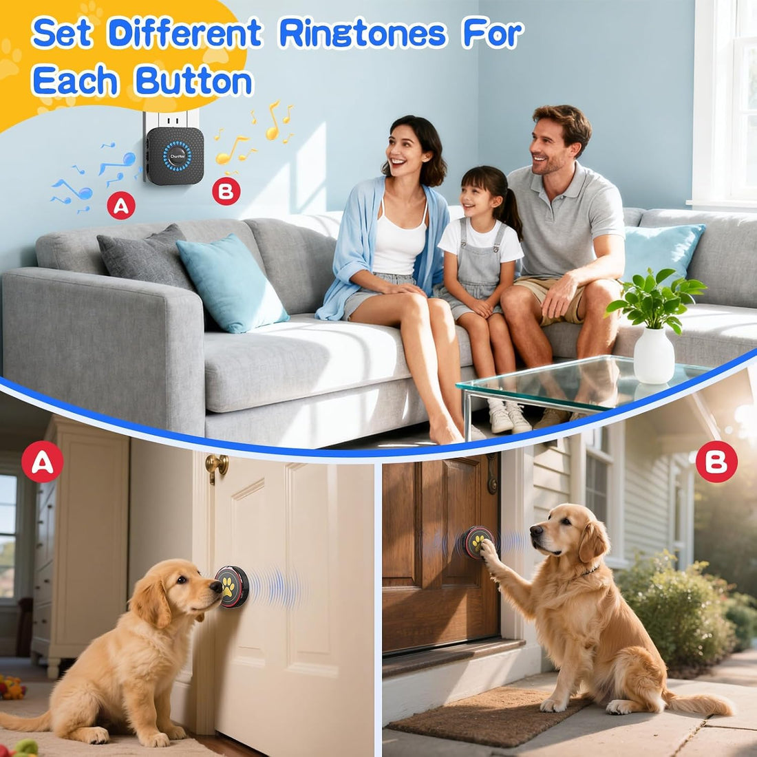 ChunHee Dog Bells for Door, Wireless Dog Doorbell for Potty Training