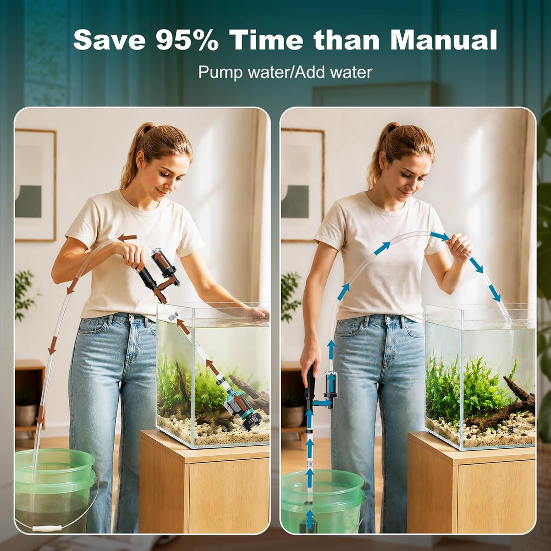 Electric Aquarium Gravel Cleaner and Water Changer with Filter 16w
