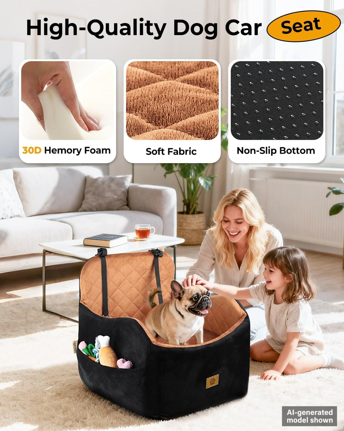 Dog Car Seats for Small Dogs Up to 35 lbs,Machine Washable Dog