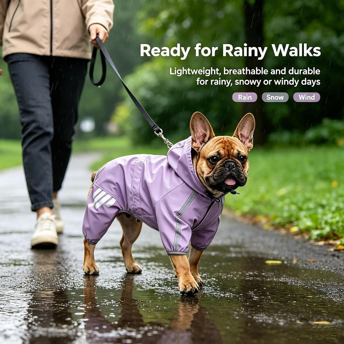 Dog Raincoat,Waterproof Dog Rain Jacket Reflective Full Body