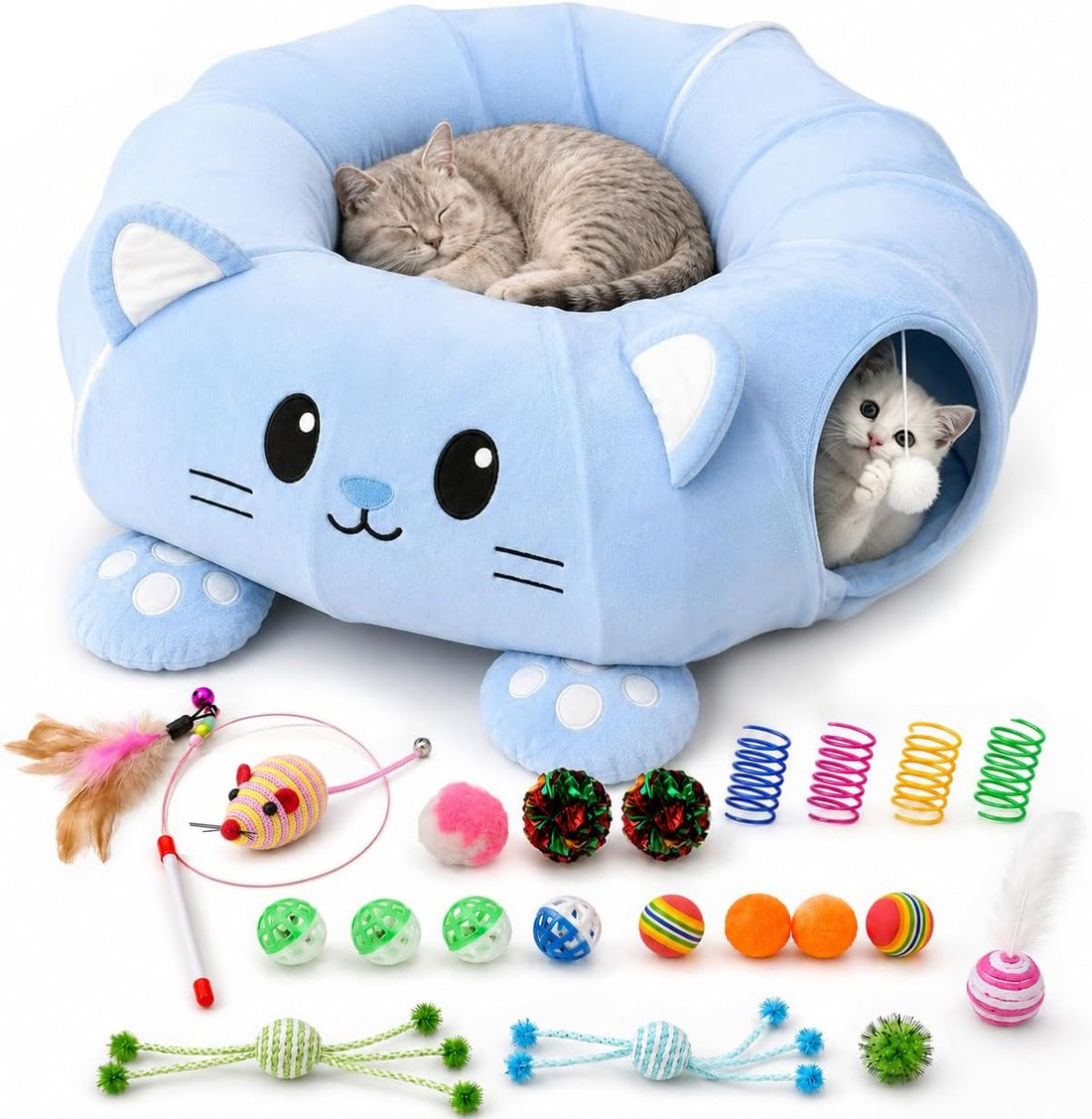 Cat Tunnel Bed with 21 Interactive Toys