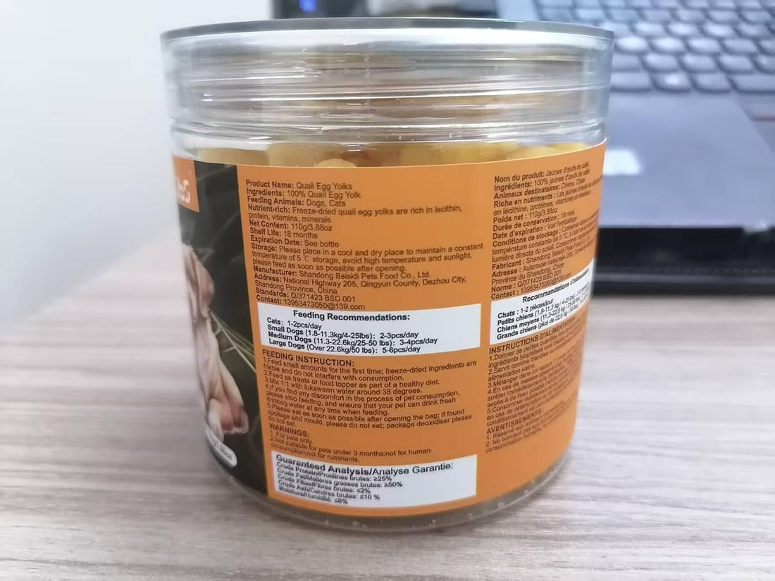 Dehydrated Quail Egg Yolk Snacks for Cats and Dogs Training