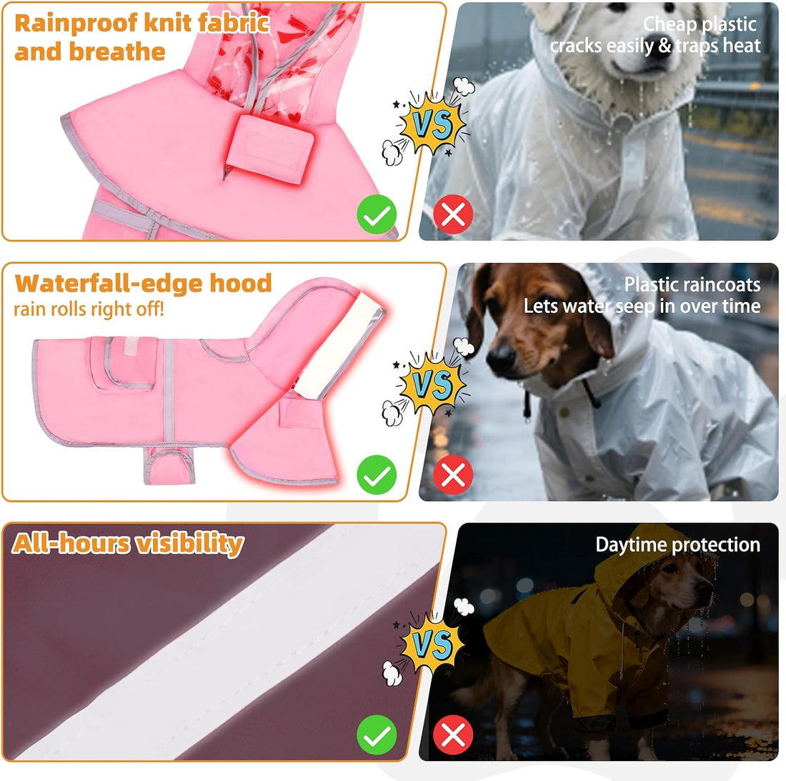 KOOLTAIL 2-in-1 Reversible Large Dog Raincoat