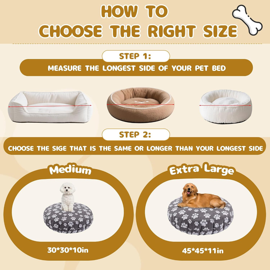 BALAPET Washable Dog Bed Covers Replacement Round Waterproof Bed