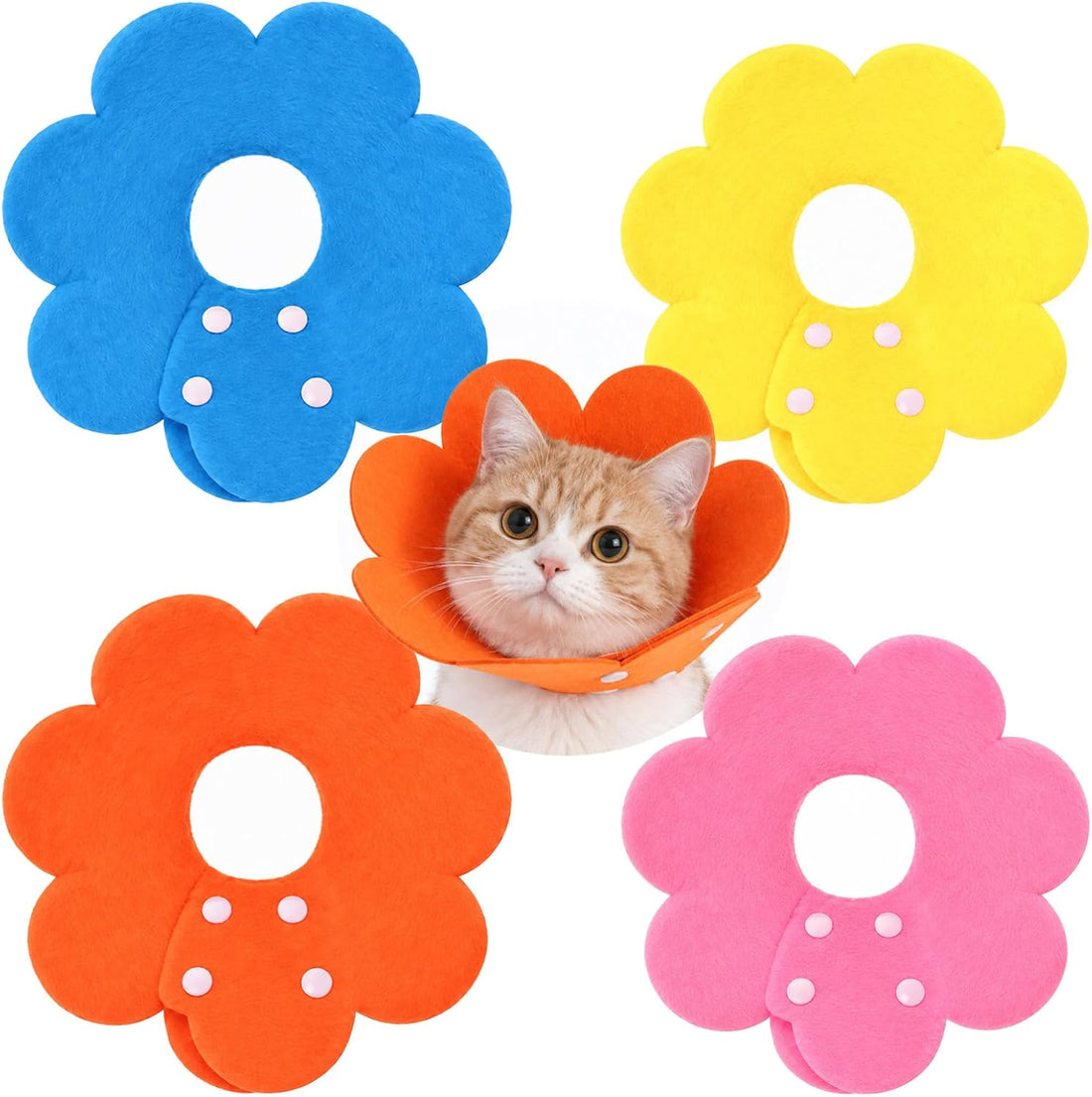 cobee 4 Pcs Felt Cat Recovery Collar, Cute Flower Felt Cat Cone Collar