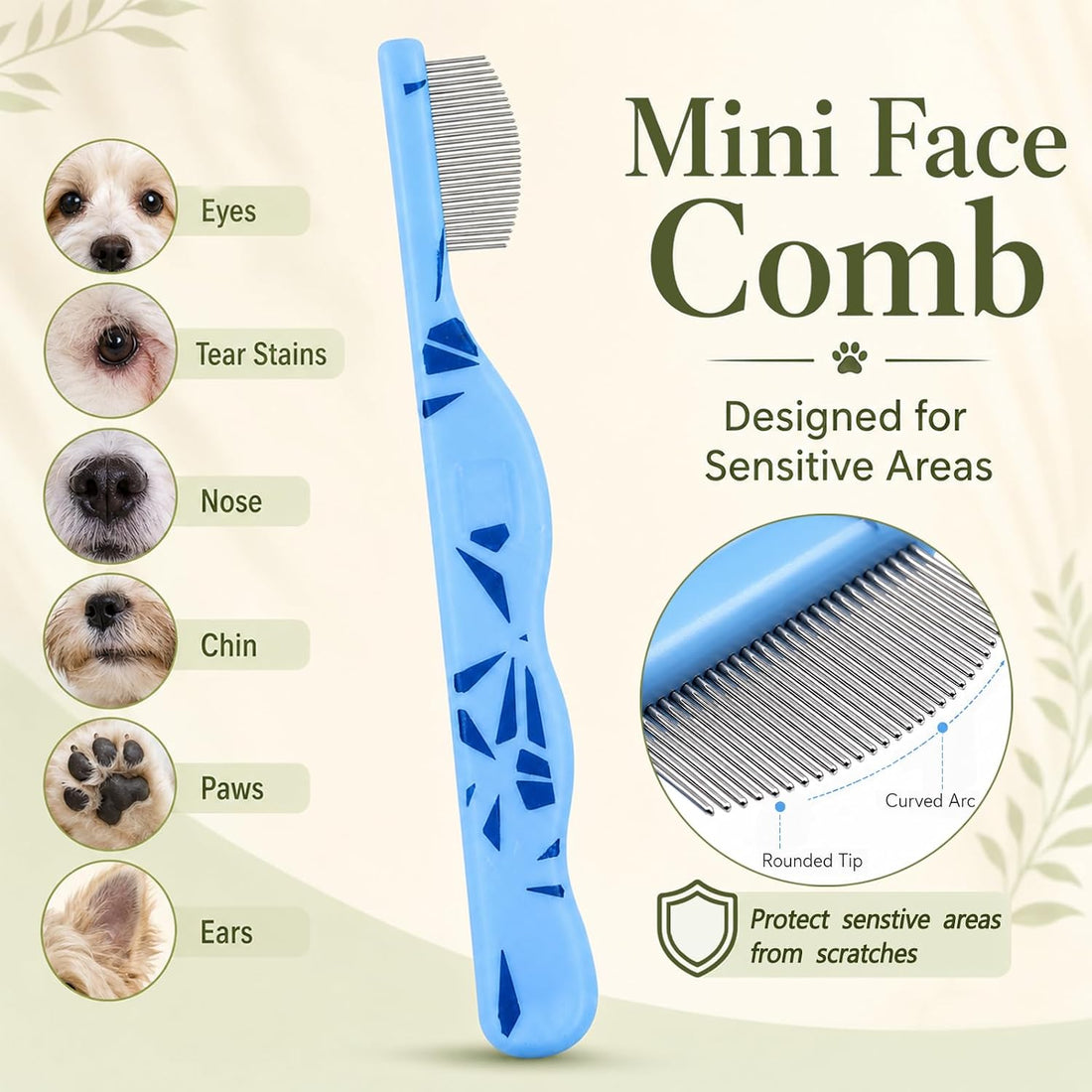 2 Pack Pet Eye Face Comb and Cat Shedding Brush for Dogs Cats