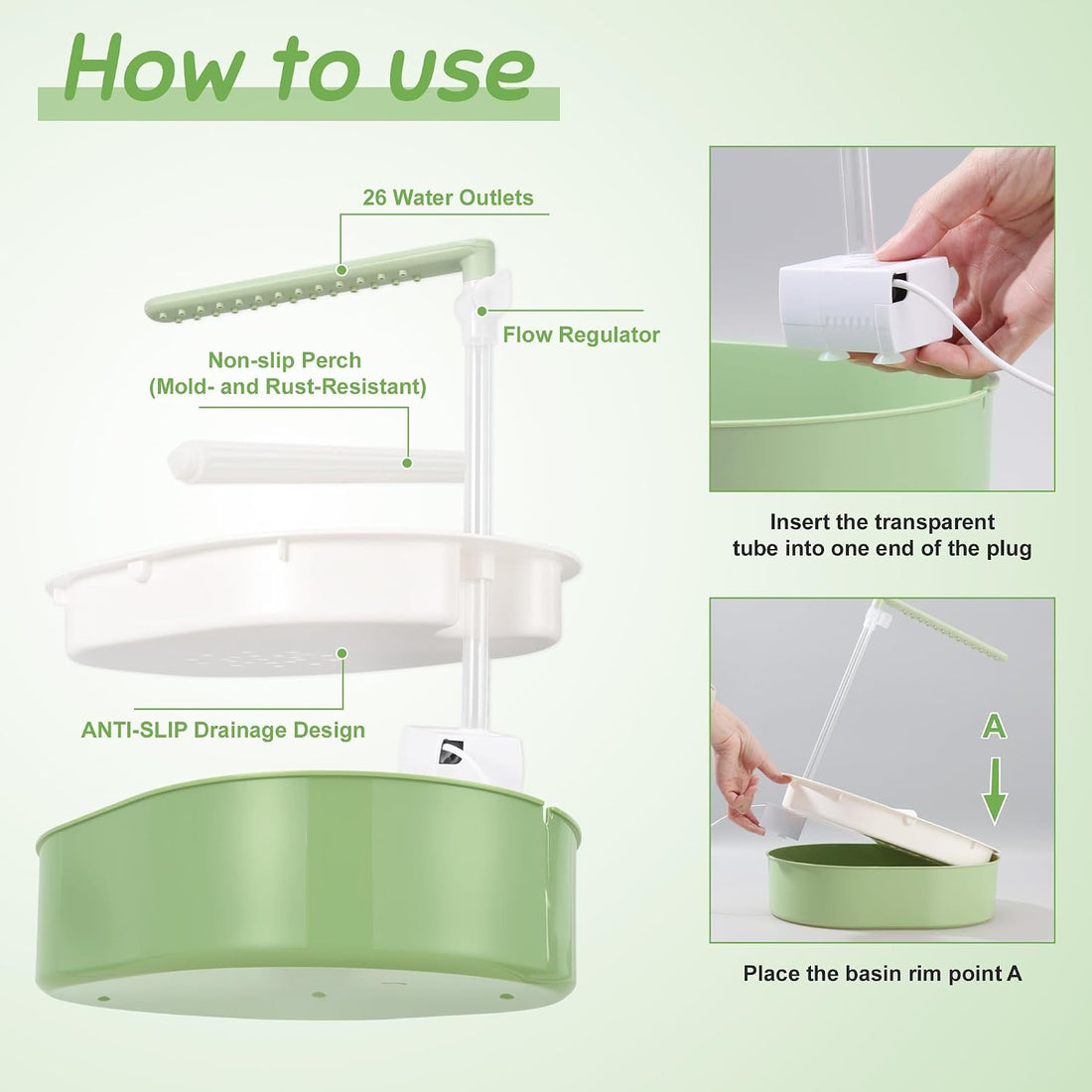 Automatic Parakeet Bird Bath, Fountain Birdbath with USB, 1 Set