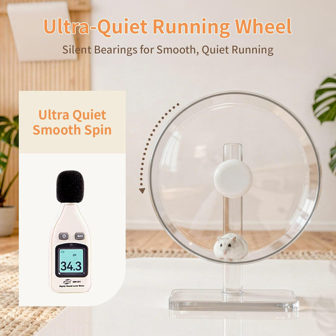 11" Silent Hamster Wheel - Clear Running Wheel
