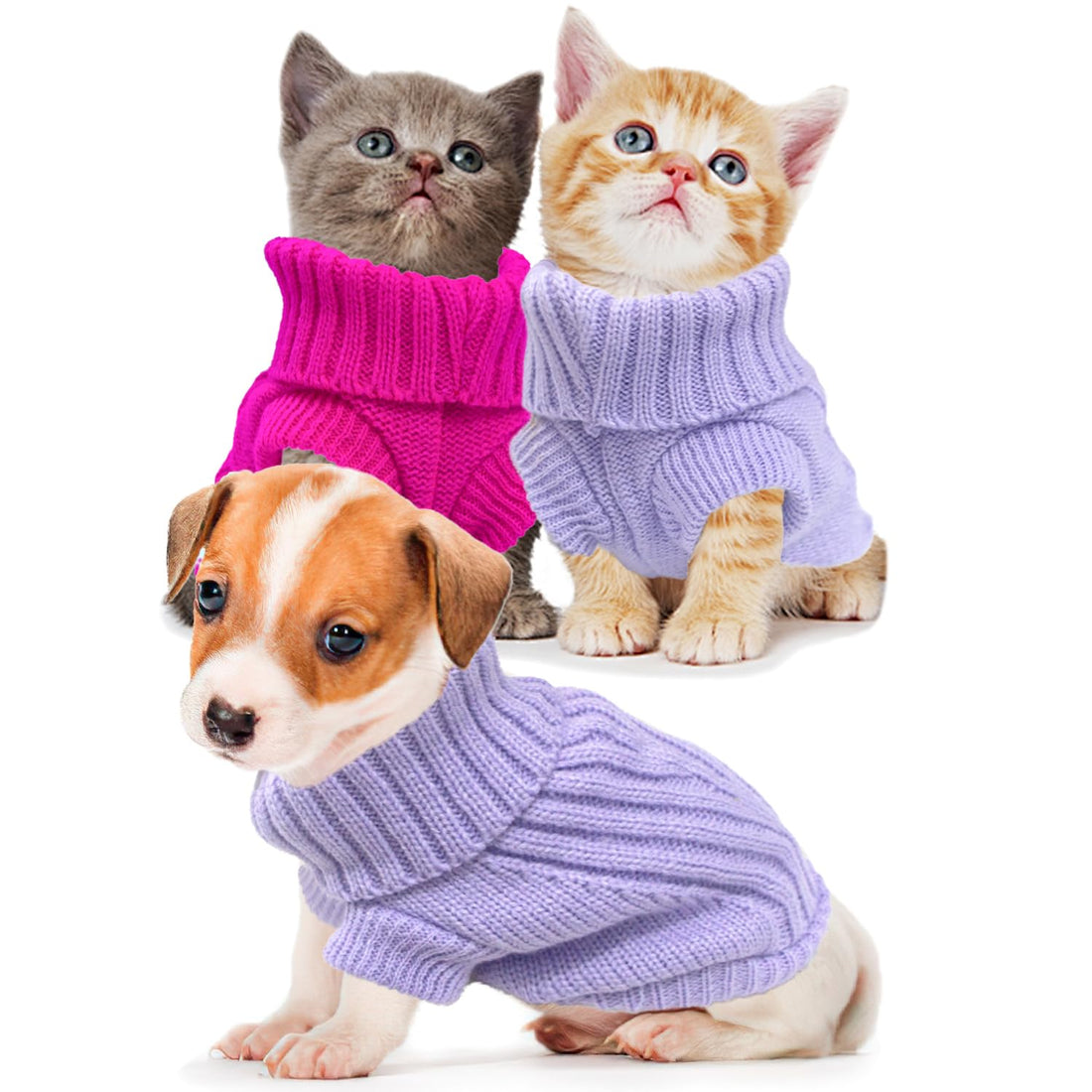 XXS Dog Sweater 2-Pack, Turtleneck Knitwear Dog Sweater for Small