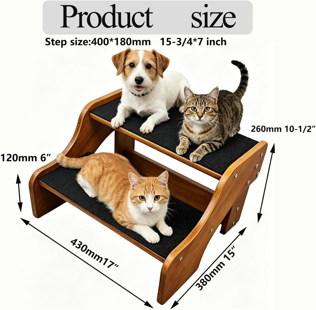 Solid Wood pet Staircase Walnut Paint, Dog Ladder