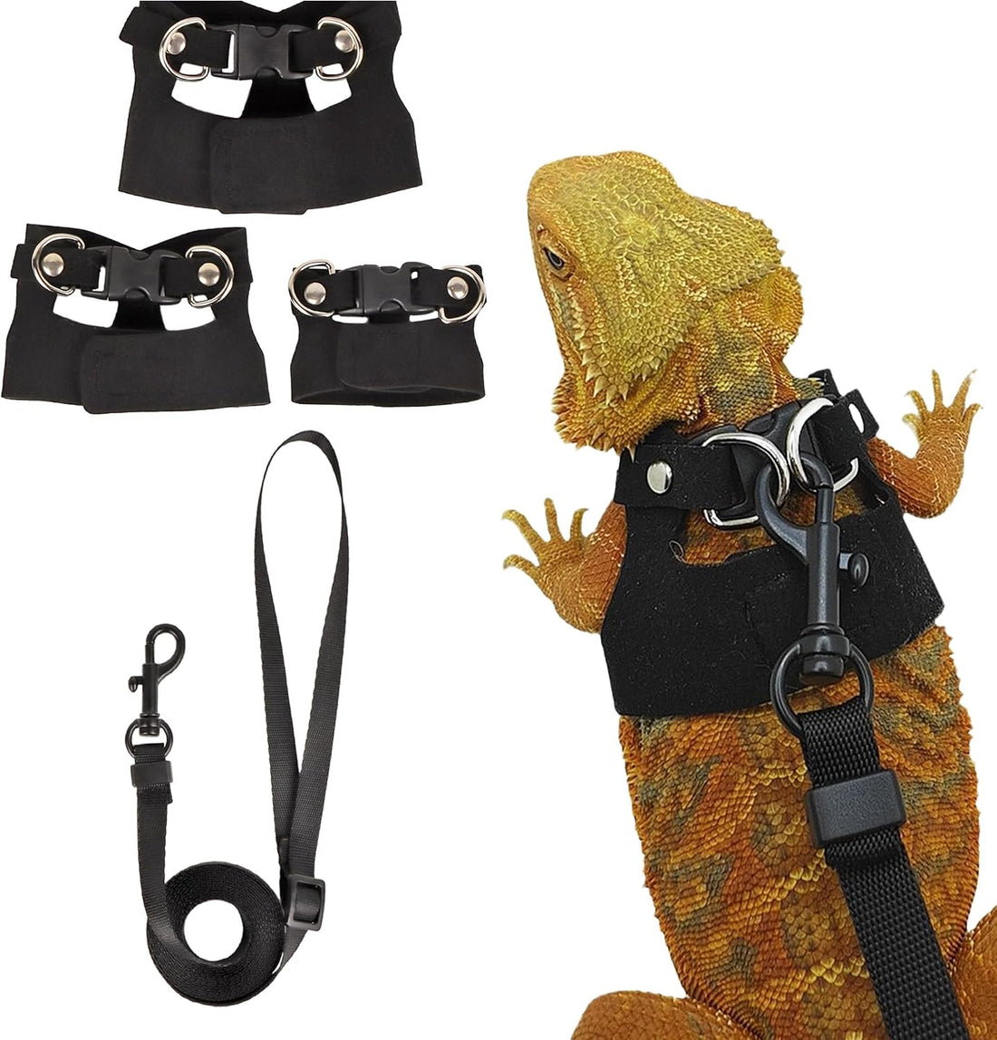 ADOGGYGO Bearded Dragon Harness Leash Set, 3 Size Lizard Harness
