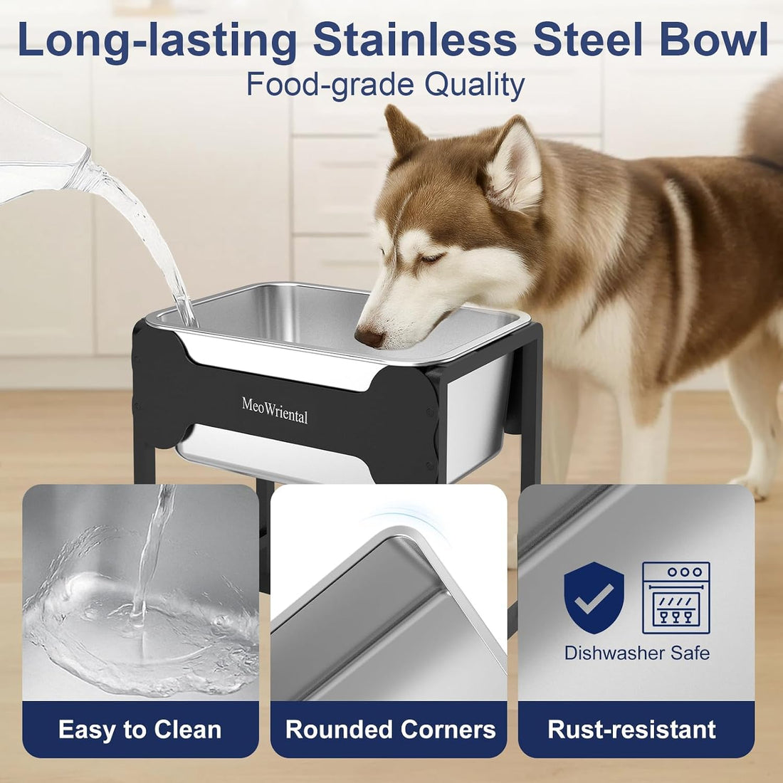 2.5 Gallon Elevated Dog Water Bowl for Large Breeds